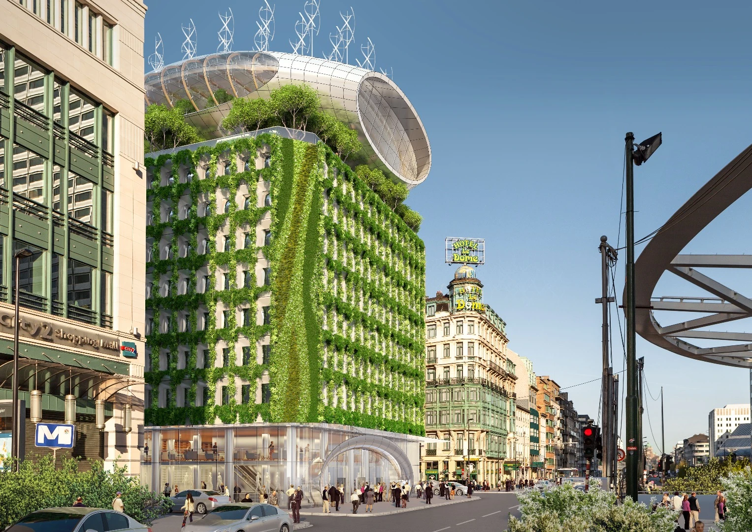Callebaut envisions leaving the basic concrete structure in place, but installing 274 planter beds into the facade, filled with around 10,000 plants chosen by botanists