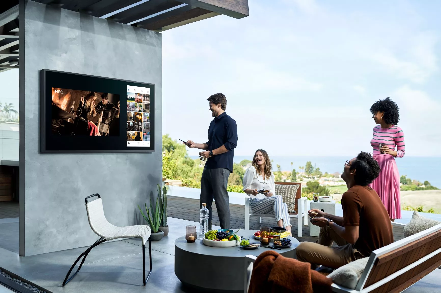 With Samsung's Terrace TVs, you can host a movie party on the patio