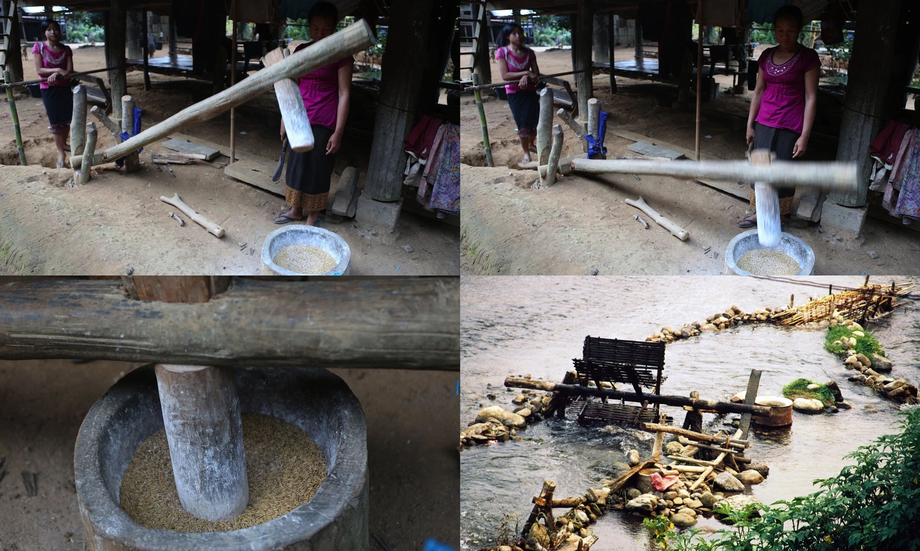 Getting up at dawn yielded access to much of the activity of the village. The women of the village all appear to be awake and industrious at this time, preparing the food for the day.
