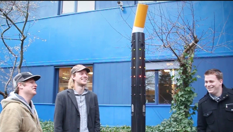The prototype Fumo is shaped like a cigarette, but the product could be customized to other shapes and sizes