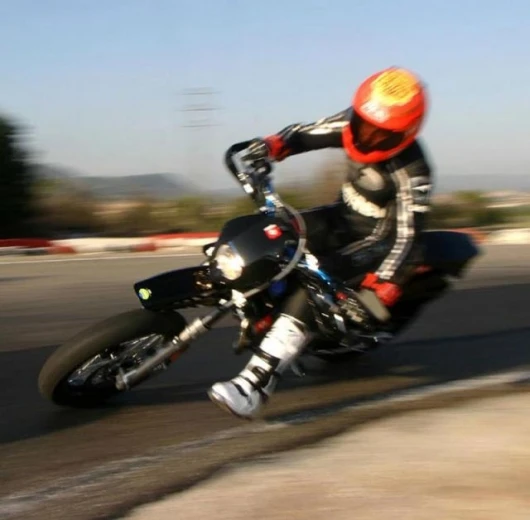 The petrol-engined Derbi Supermotard 50