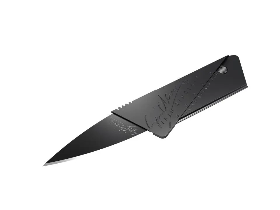 The Cardsharp 2 is available in natural brushed stainless steel and Teflon black blade colors
