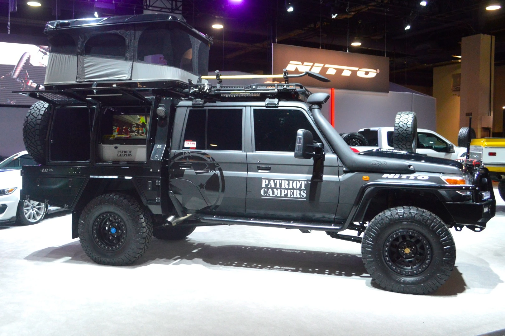 In addition to Patriot Campers' trailers, the company's impressive LC79 expedition truck was on show