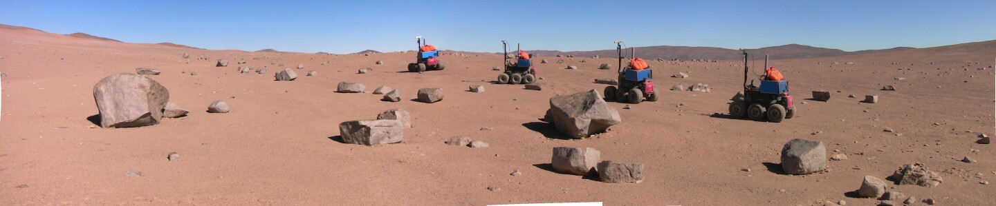 A time-lapse panorama of the Seeker rover successfully navigating through a sparse boulder field (Photo: ESA)