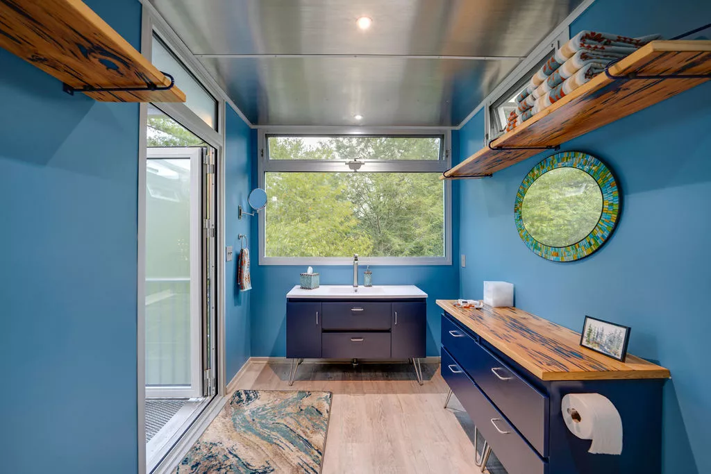 The River Forest Lookout's bathroom takes up an entire shipping container