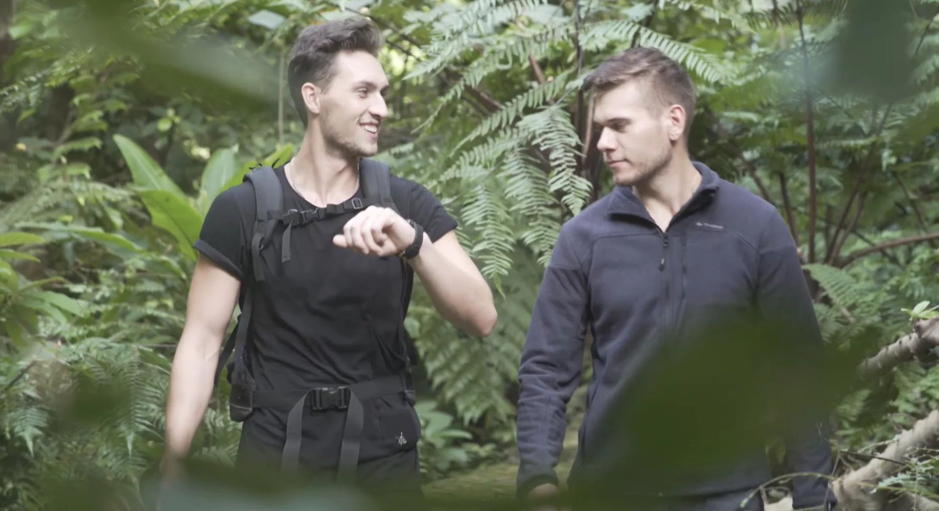 The StarVox's 1.2-mile range is enough for these two guys walking next to each other, but is it enough for other outdoor users?