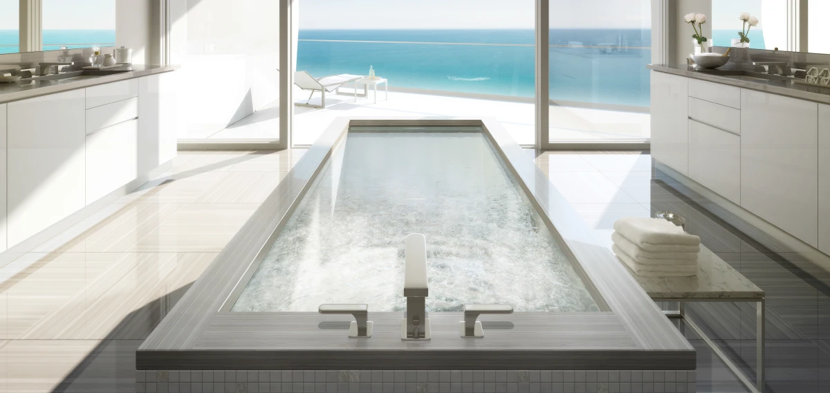 A master bathroom at the Jade Signature