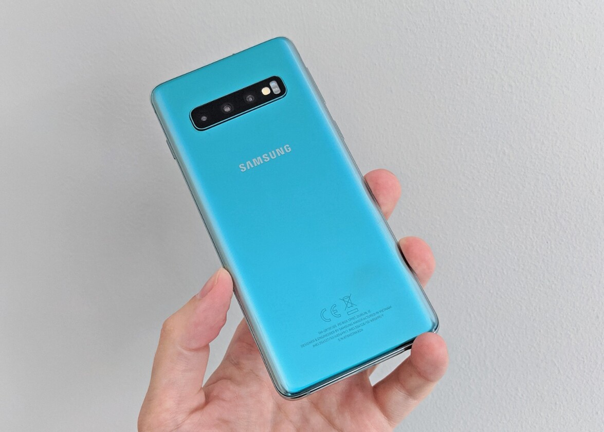 Around the back of the S10 is the same triple-lens camera that the S10 Plus has