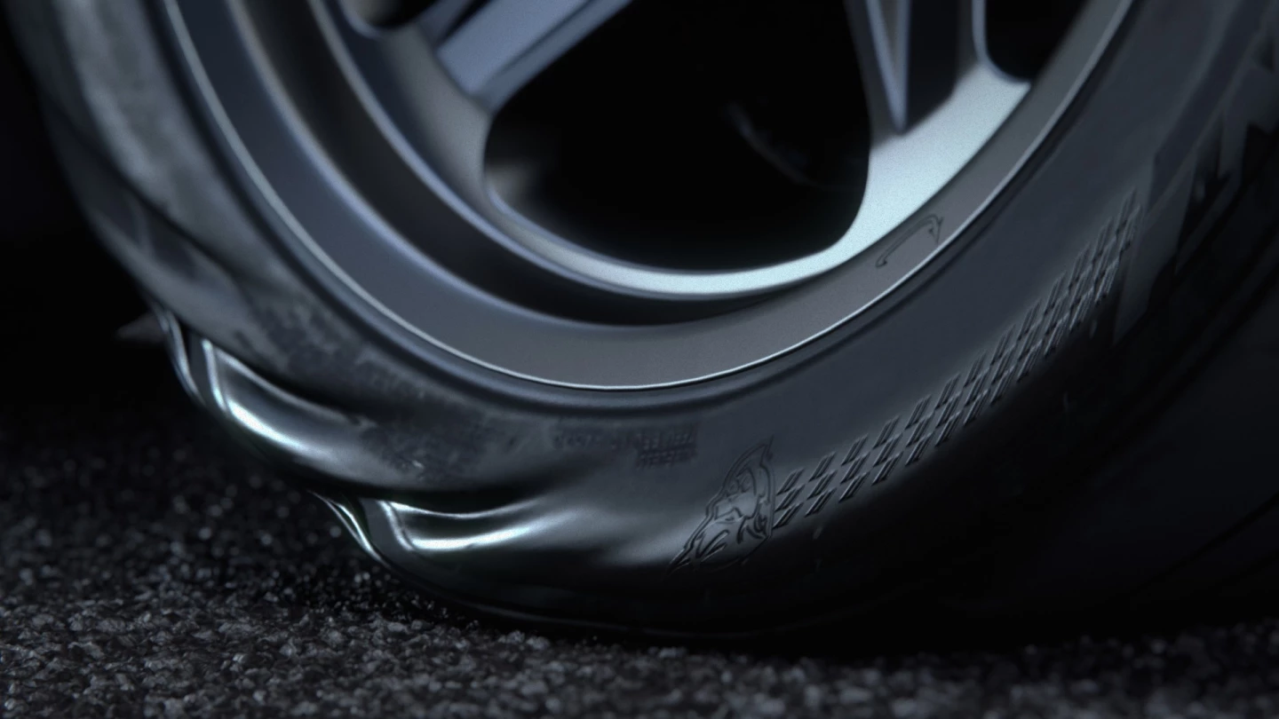 Sticky drag radial tires help channel the Demon's power to the road