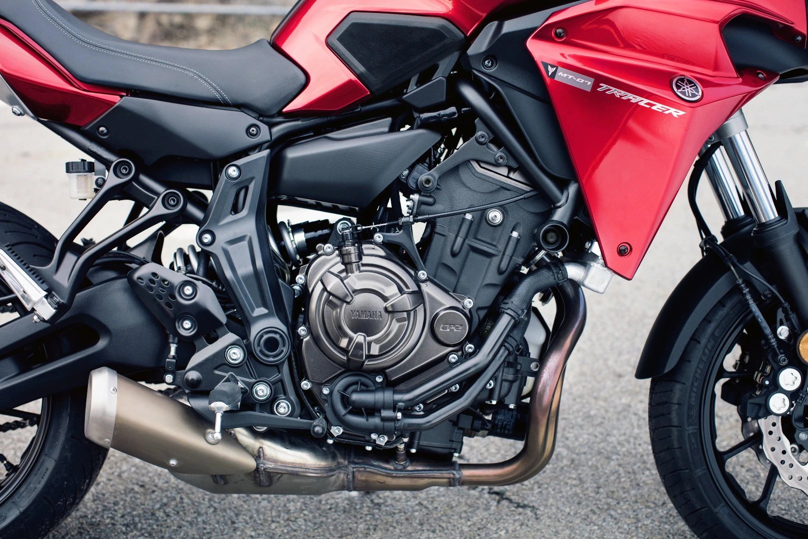 The Yamaha Tracer 700 is powered by a 689 cc inline twin-cylinder that produces 75 hp