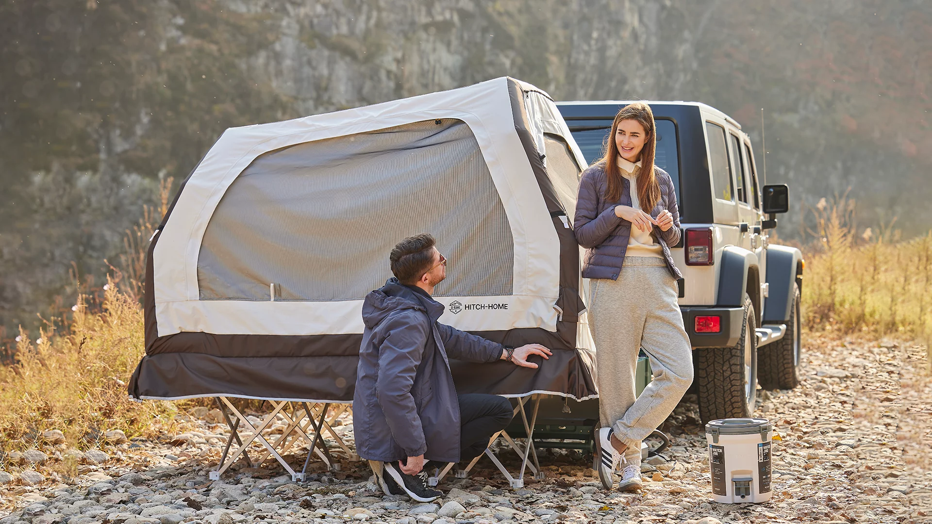 With the 12-V pump, the main Hitch Home tent inflates in three to five minutes, depending if it's the two- or four-person version