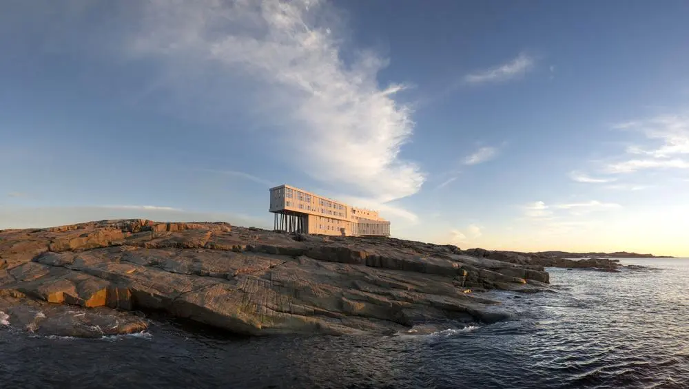 Fogo Island is considered one of the four corners of the Earth by flat earth believers due to its location at the extreme eastern edge of the North American continent. To get to the Fogo Island Inn you’ll need to take several plane trips and then a ferry, although the super-rich can charter a private plane to a special runway on the island