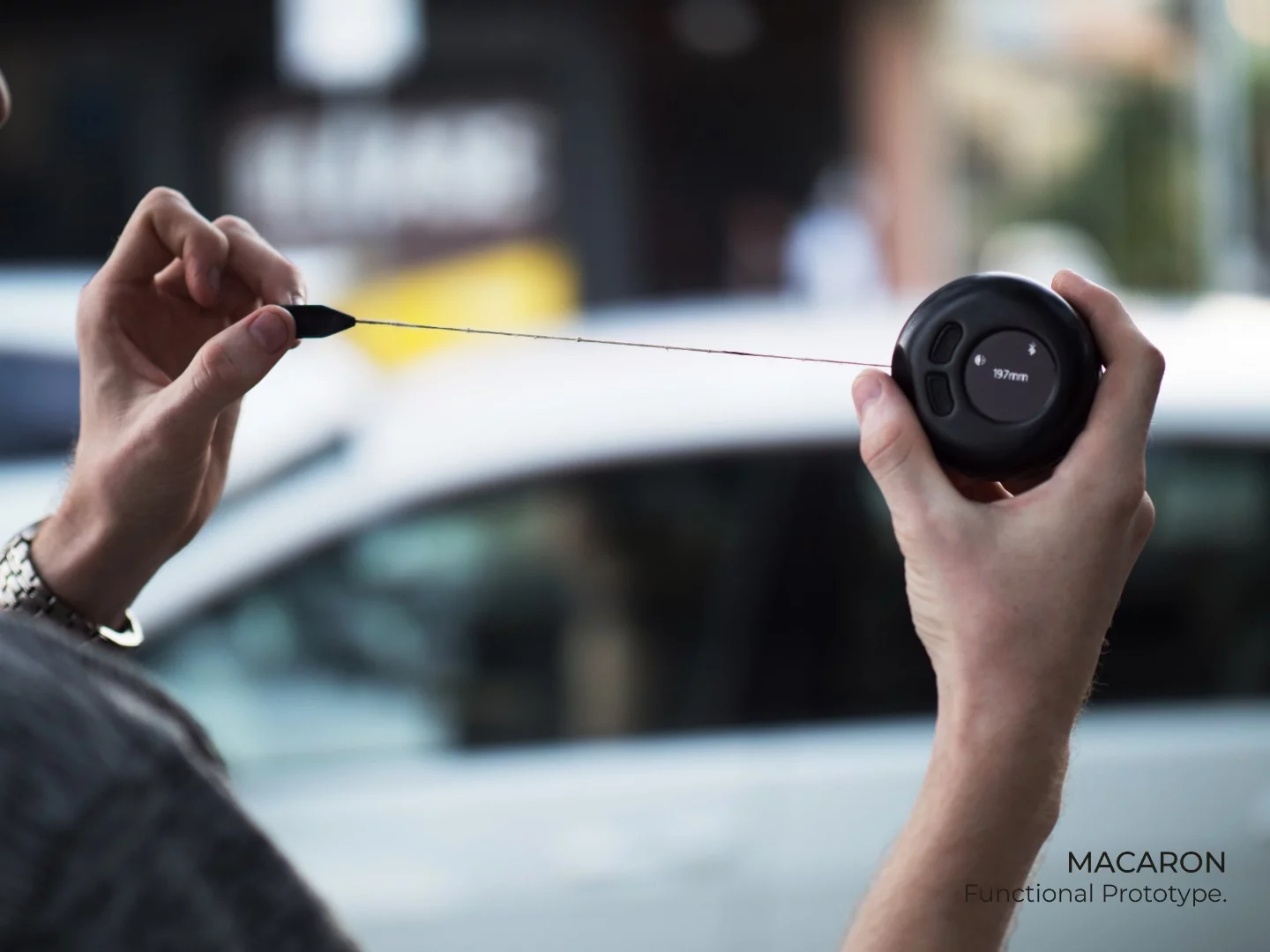 The Macaron is a smart tape measure designed to make it easier for the visually impaired to take measurements