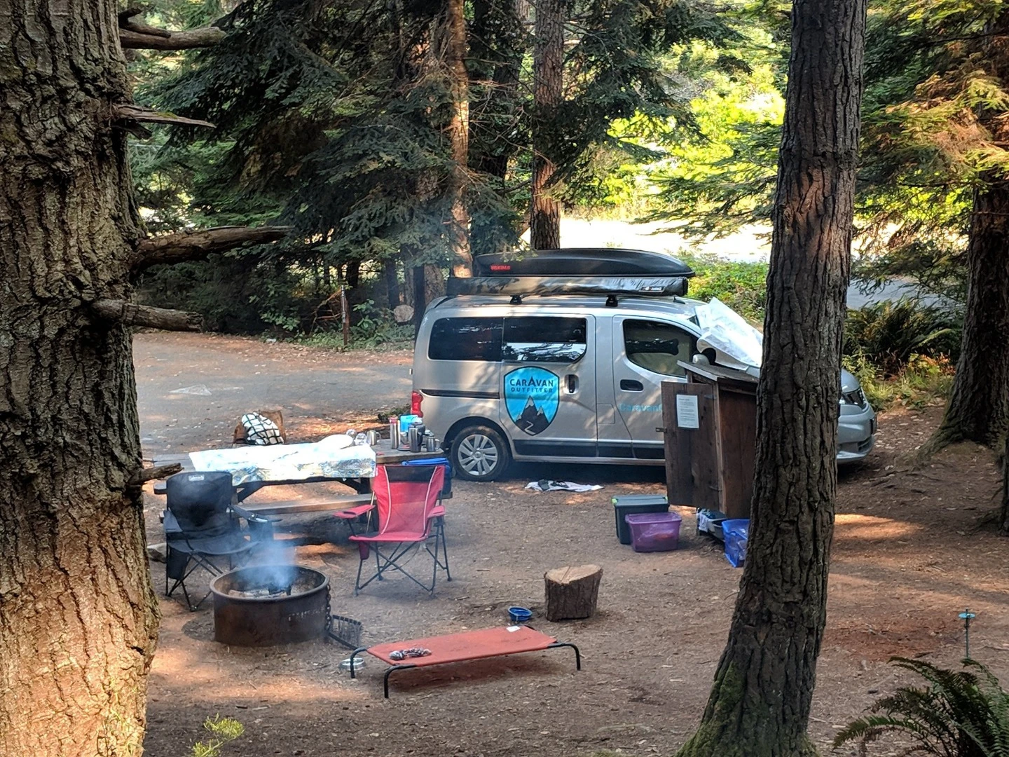 At camp with the Free Bird camper van