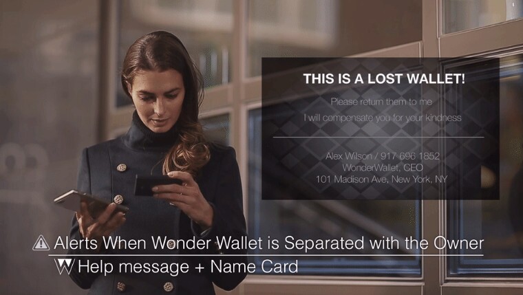 The wallet's beacon alerts other app users to its location if it is separated from its owner