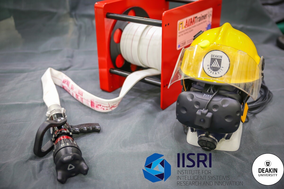 FLAIM is a simulator for training firefighters, which uses the Vive Tracker to keep tabs on the firehose