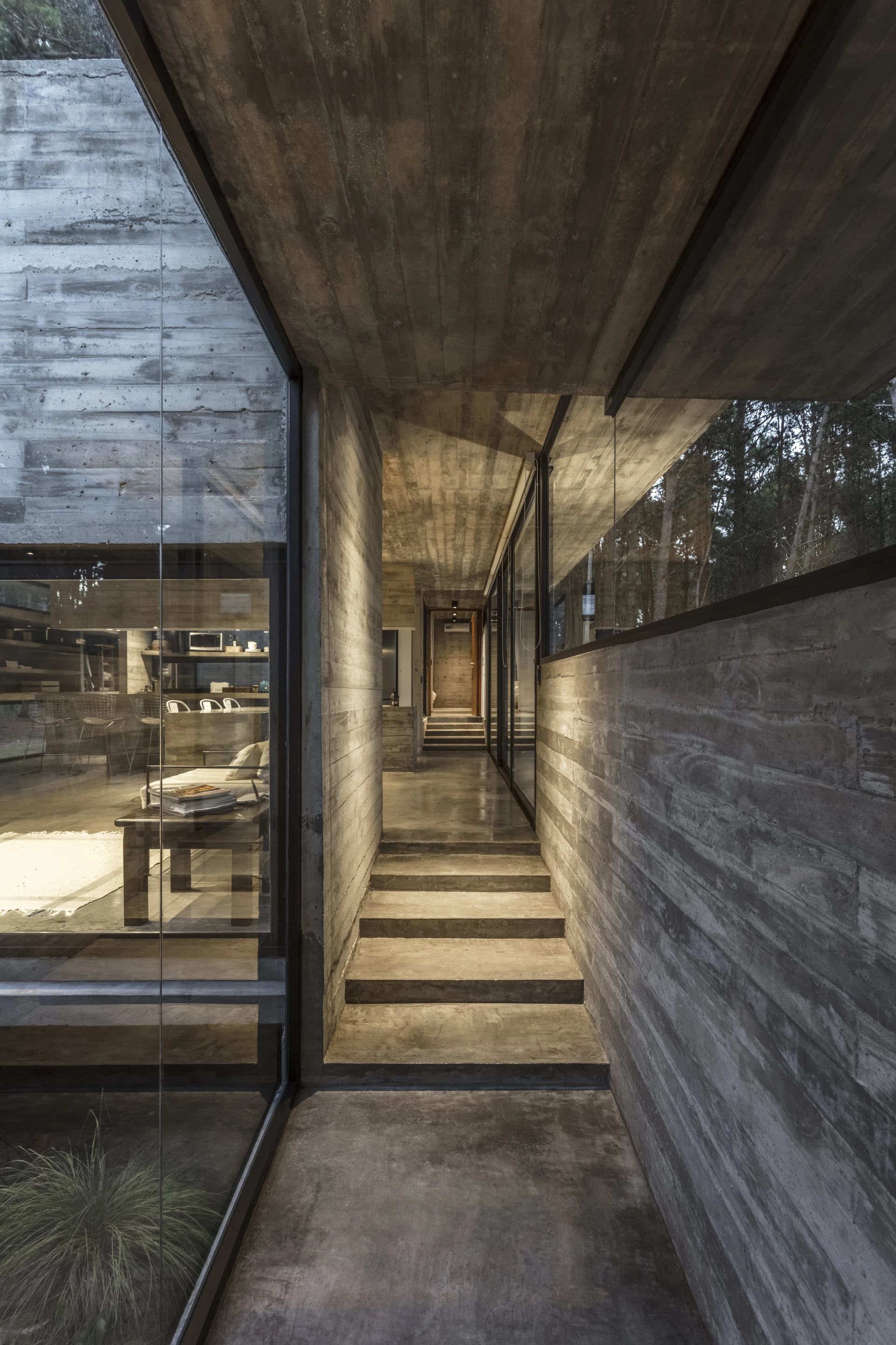 The bedrooms are situated at the upper end of the Forest House and lead down to the central living area on the middle level