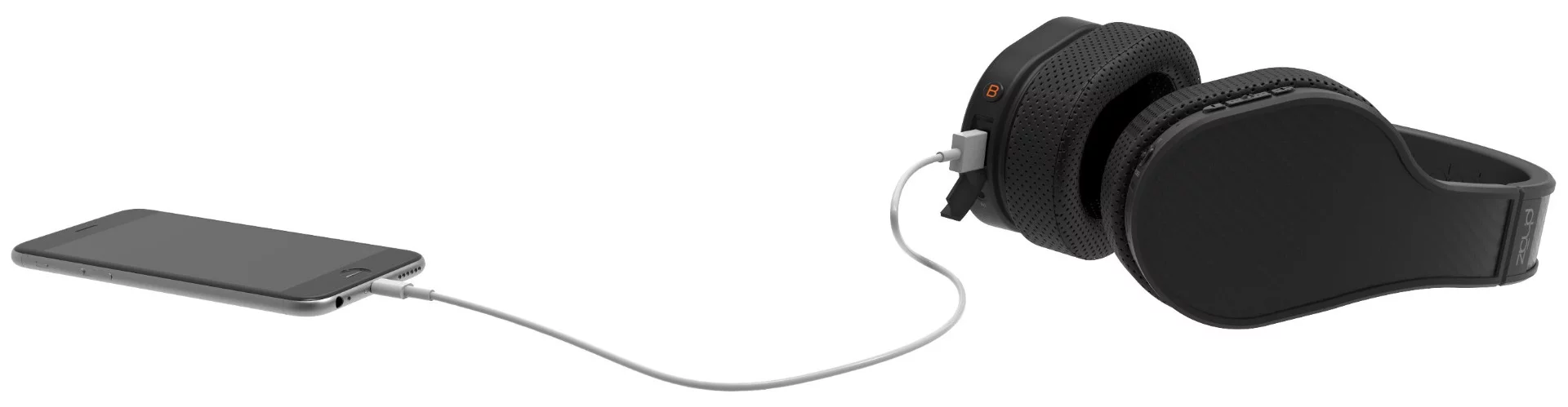 The Model P5 headphones can be connected to an iOS mobile device via the Lightning port or an Android device over micro-USB