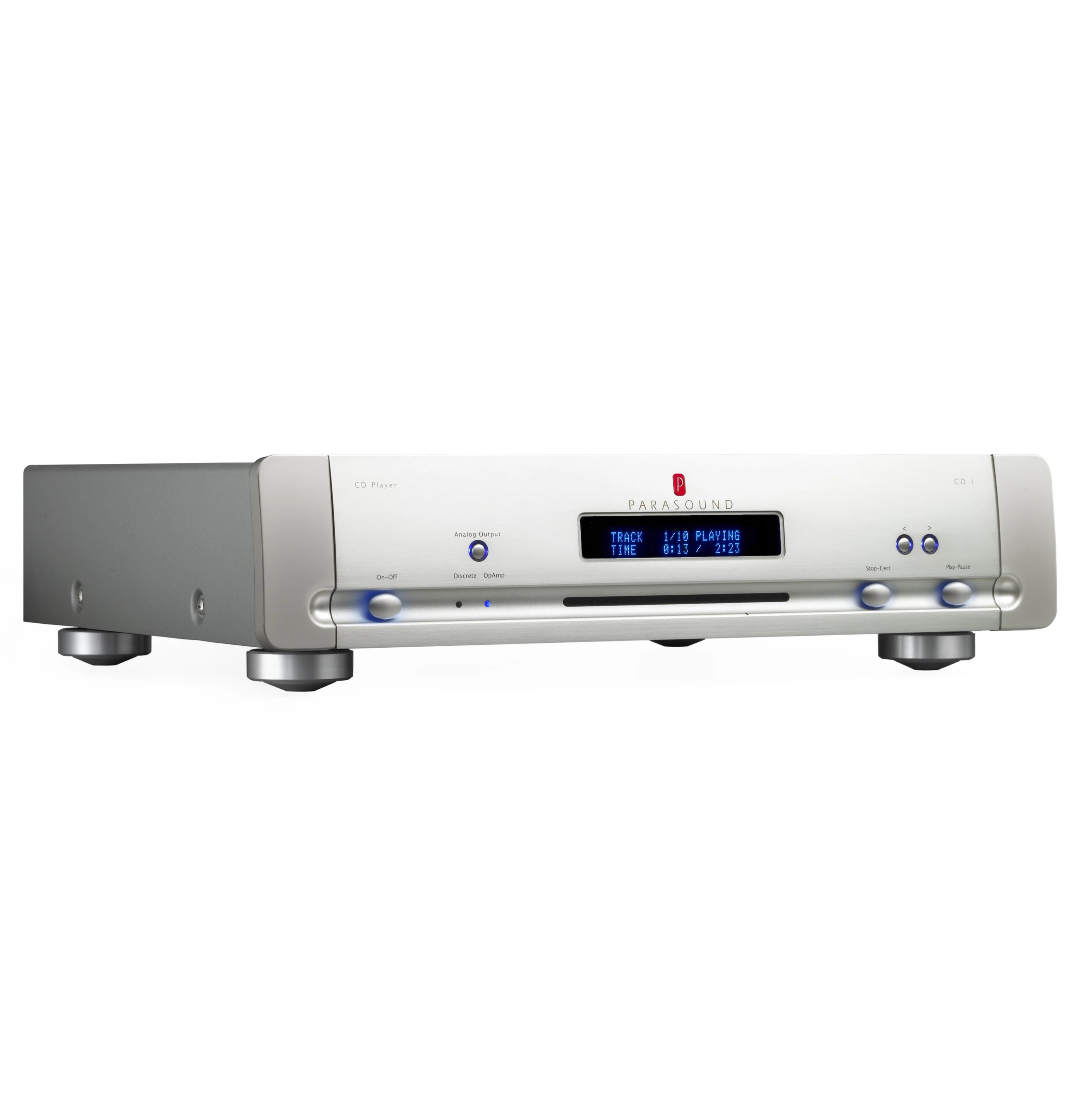 The Parasound CD1 spins CDs four times faster than normal to eliminate errors