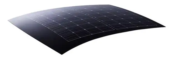The solar cells are laminated in a resin set atop the roof's curved glass