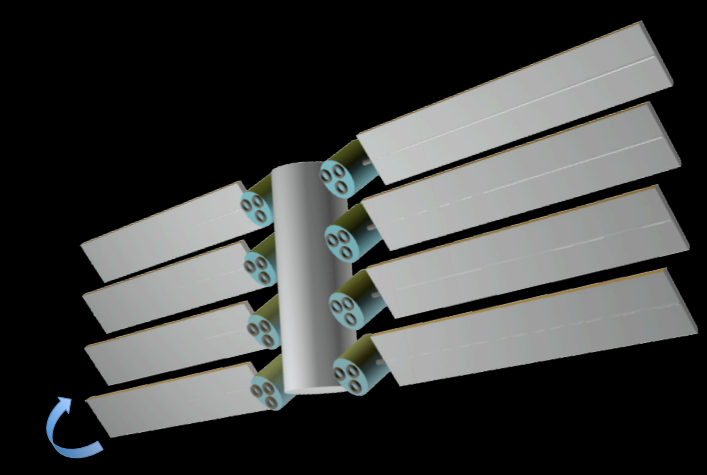 Example of a solar panel/Hall thruster array