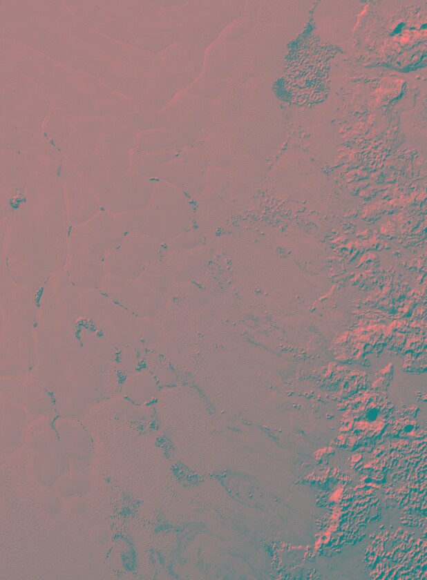 New Horizons image displaying the cell-like formations of Sputnik Planitia