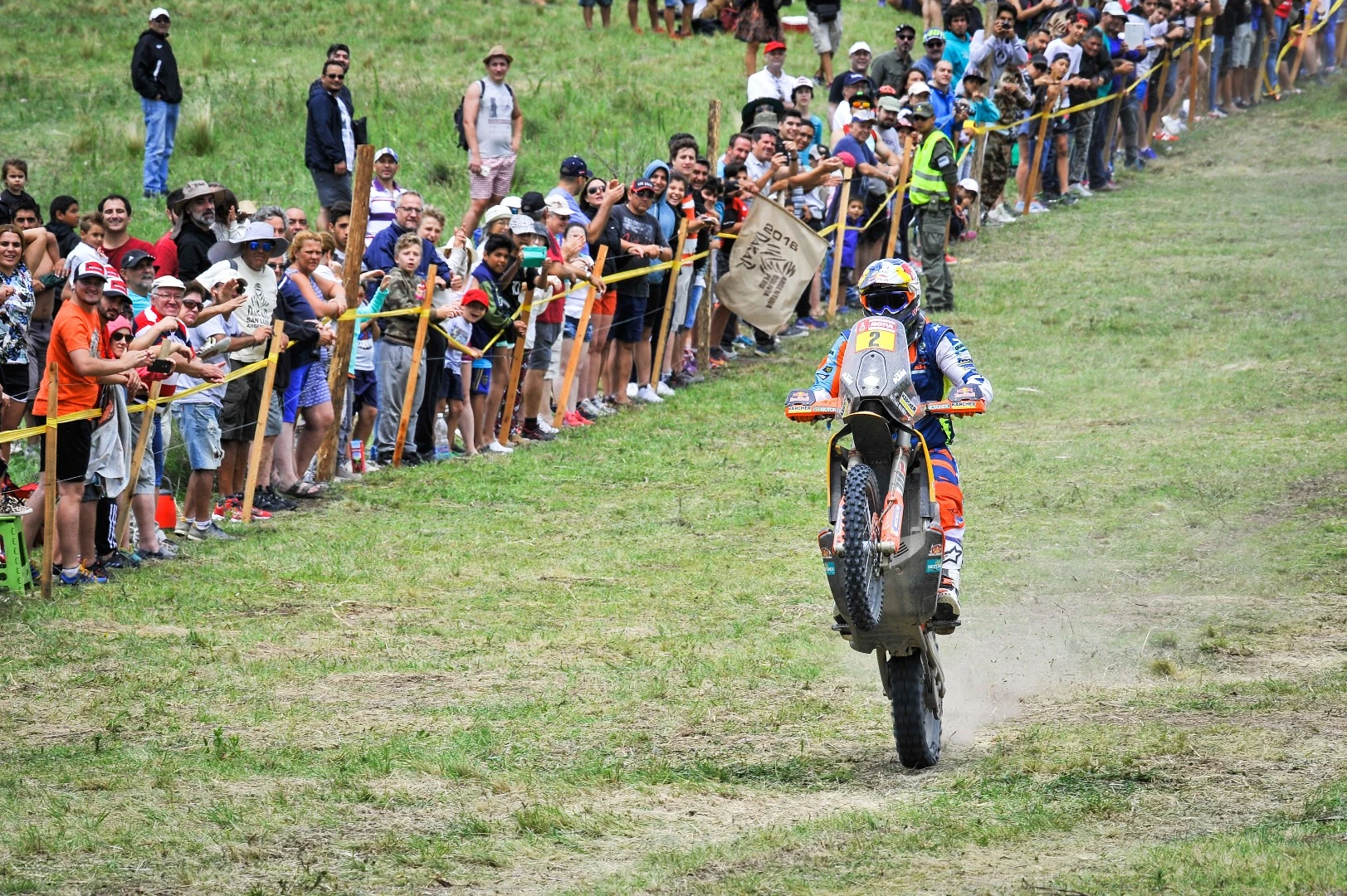 Perhaps for this moment. Matthias Walkner completes the Dakar, wheelying for the crowd as he takes first place motorcycle overall