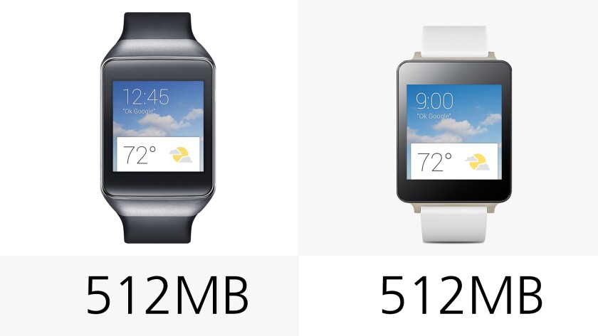 Both watches carry 512 MB of RAM
