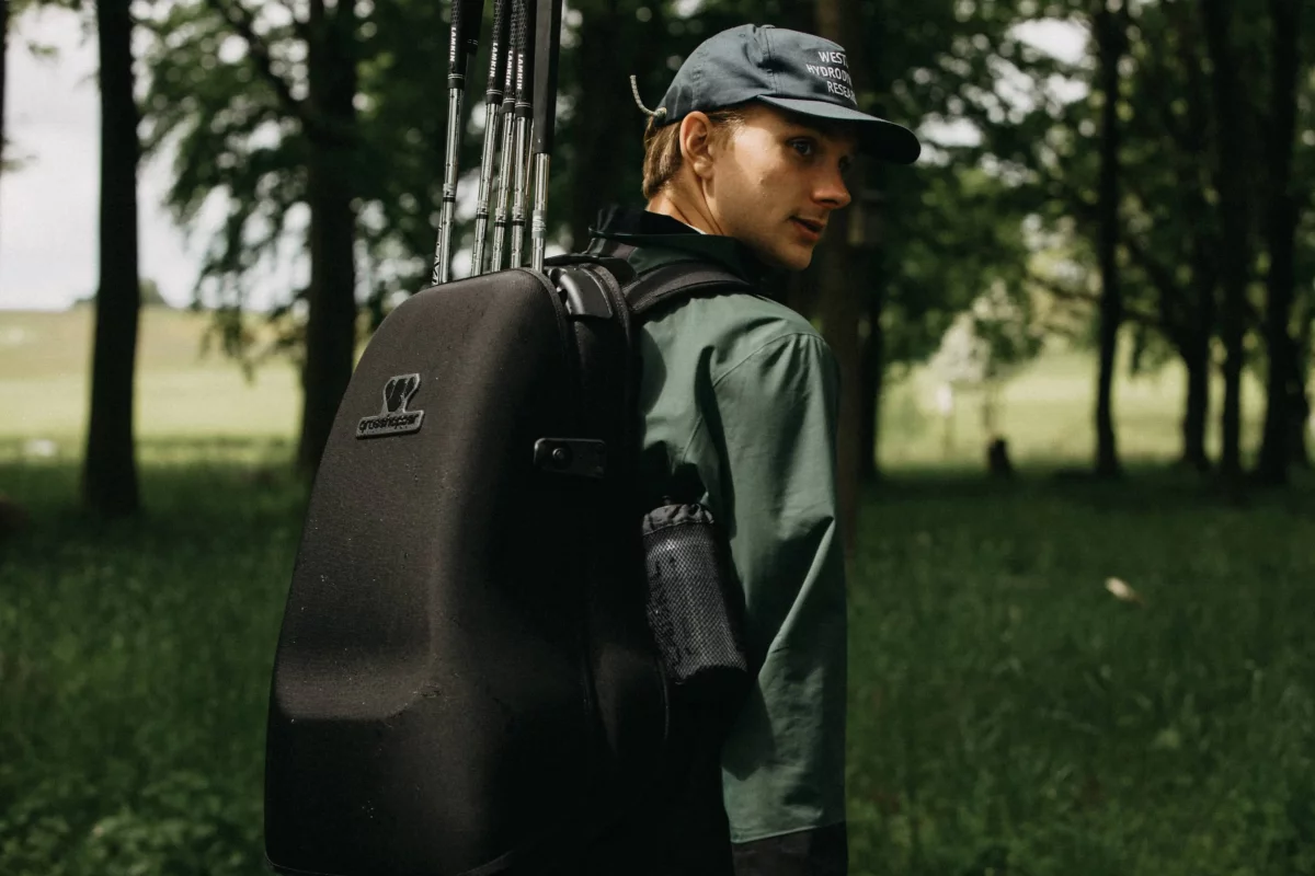 The hardshell Grasshopper Backpack is presently on Kickstarter