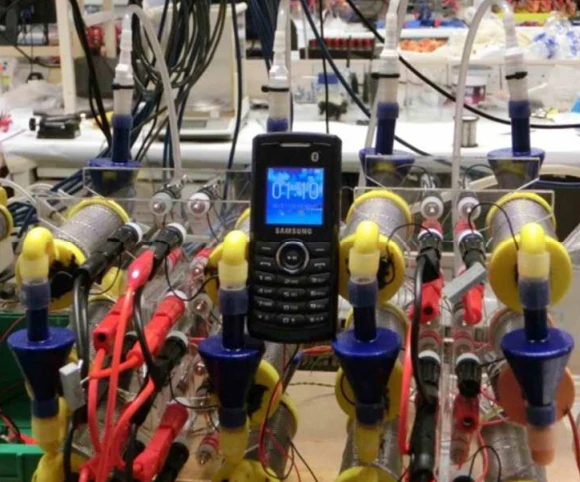 The Samsung GT-E2121B mobile phone that researchers powered with urine
