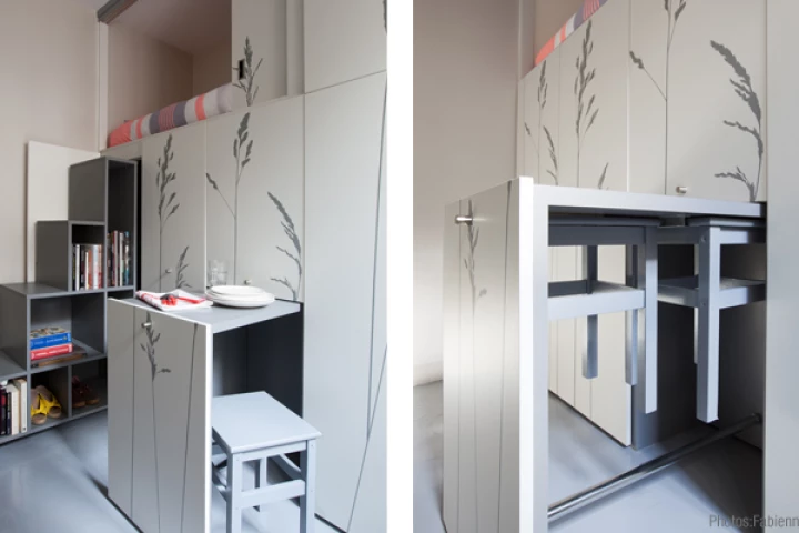 Kitoko Studio has turned an 8 sq m (86 sq ft) former maid's room in Paris into a functional apartment with clever use of space (Photo: Fabienne Delafraye)