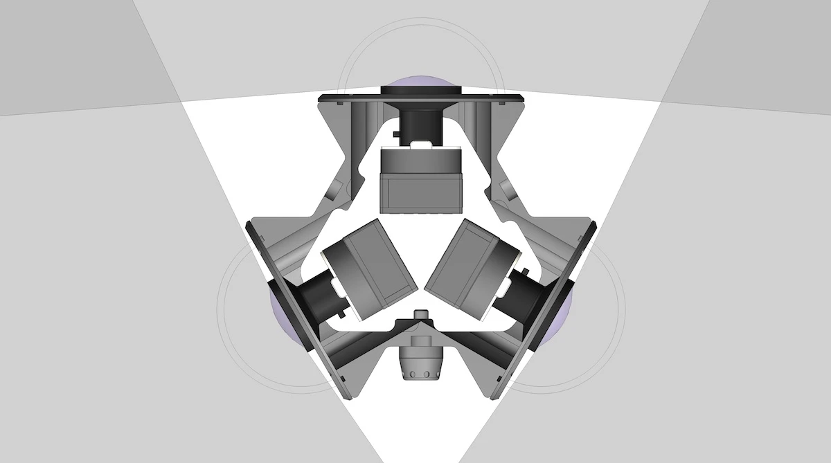 Each lens can cover 185 degrees, for a spherical resolution of about 5K