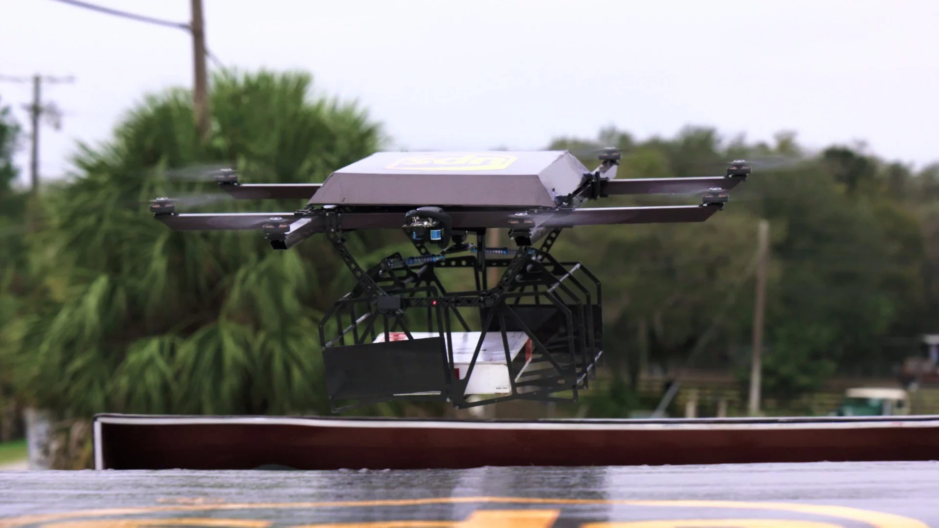 The Workhorse HorseFly octocopter delivery drone is launched on its way