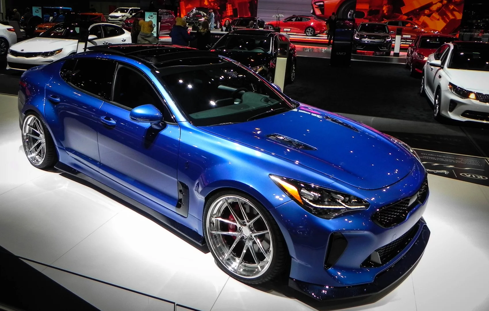 The deep blue show on this Kia Stinger model at the Chicago Auto Show is another favorite