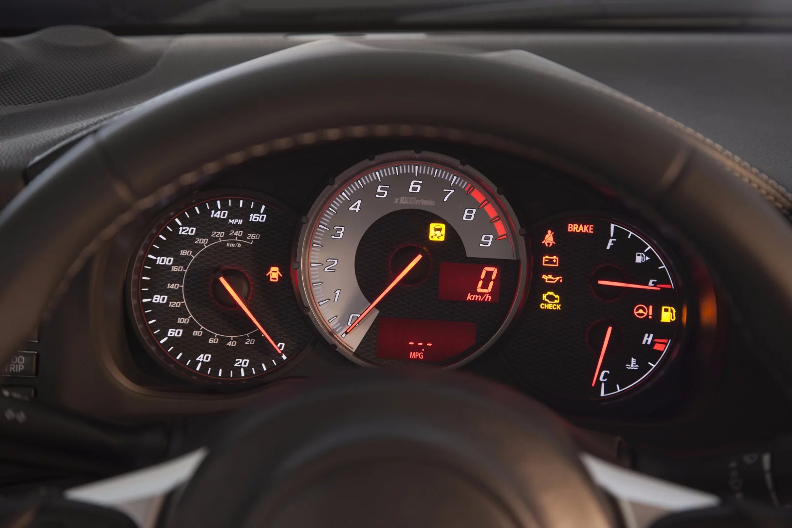 Instrumentation is easy to read, thanks to high-contrast colors inside the Toyota 86's cluster
