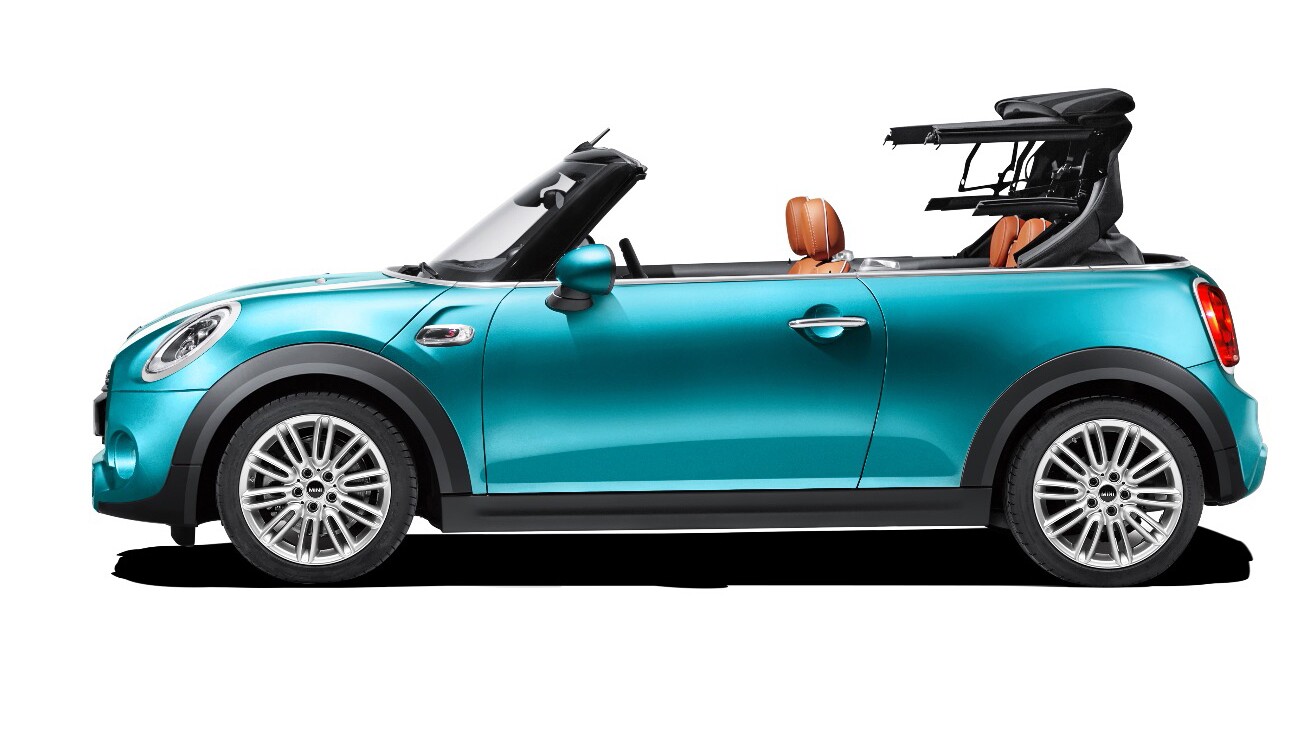 The Mini Convertible's roof in action