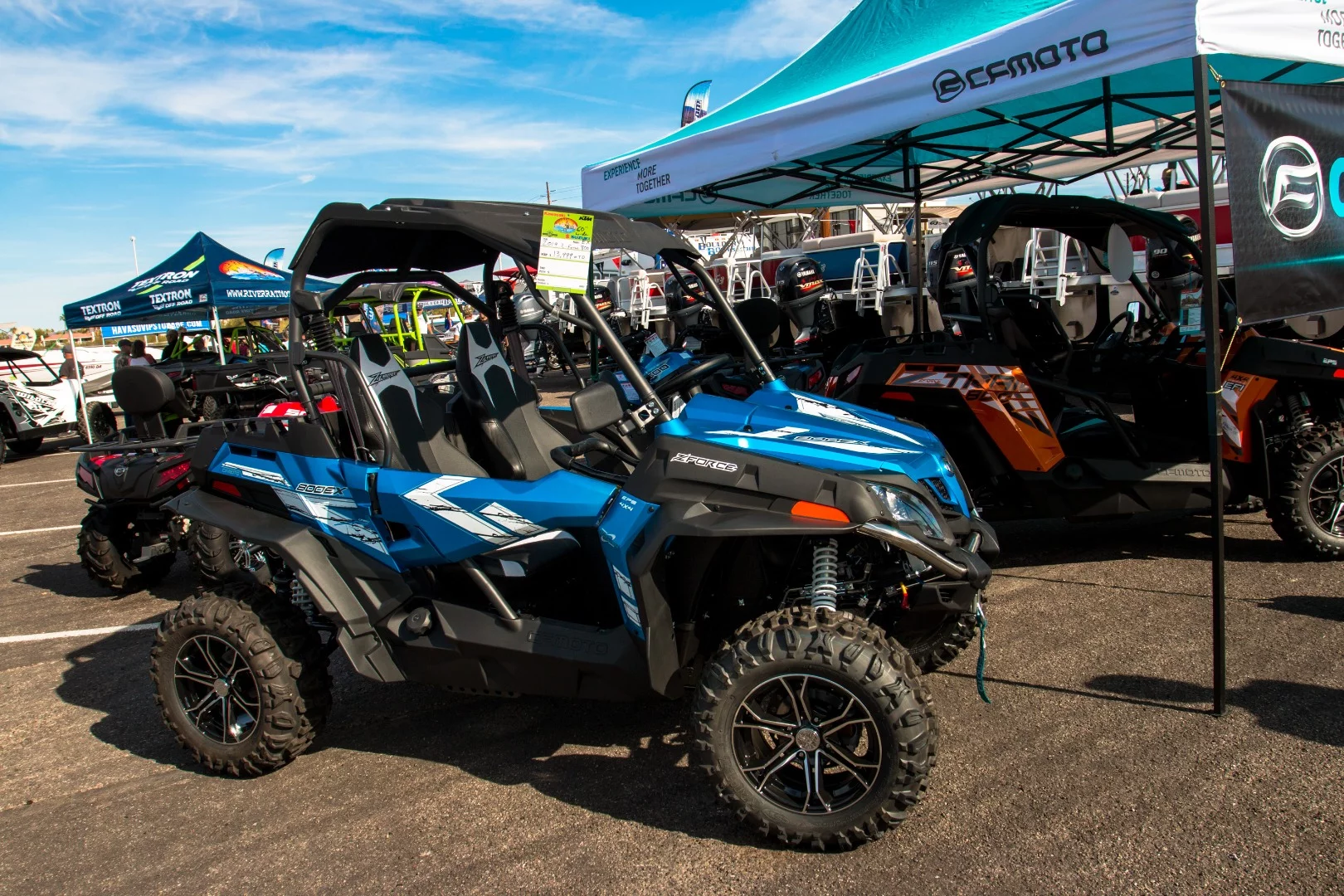 The CF Moto team attended the Sand and Water expo with their lineup of SXS and quads – the flagship model is the ZFORCE 800 EX. CF Moto is a chinese company offering well thought out SXS at entry-level pricing; An 800cc V-Twin engine with 62 hp and 53 lb-ft of torque with 11.8 inches of ground clearance can make for some great adventures at an $11,799 MSRP