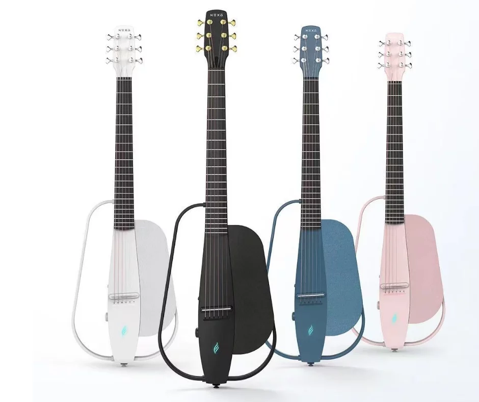 The Nexg smart guitar is fashioned from carbon fiber and can be broken down into components for between-use travel