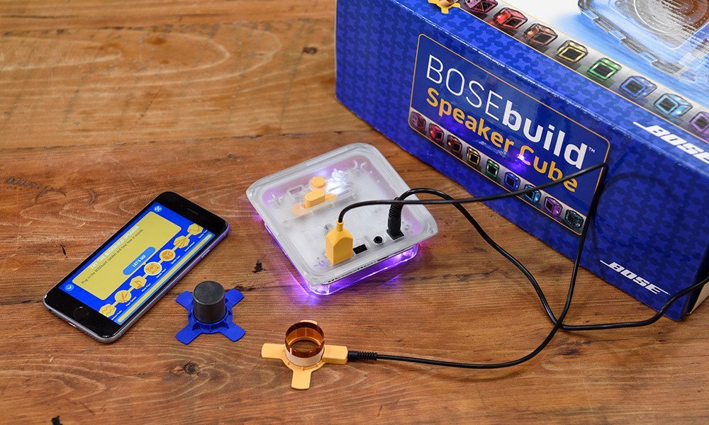 The kit uses an iOS app to teach kids how the speaker works