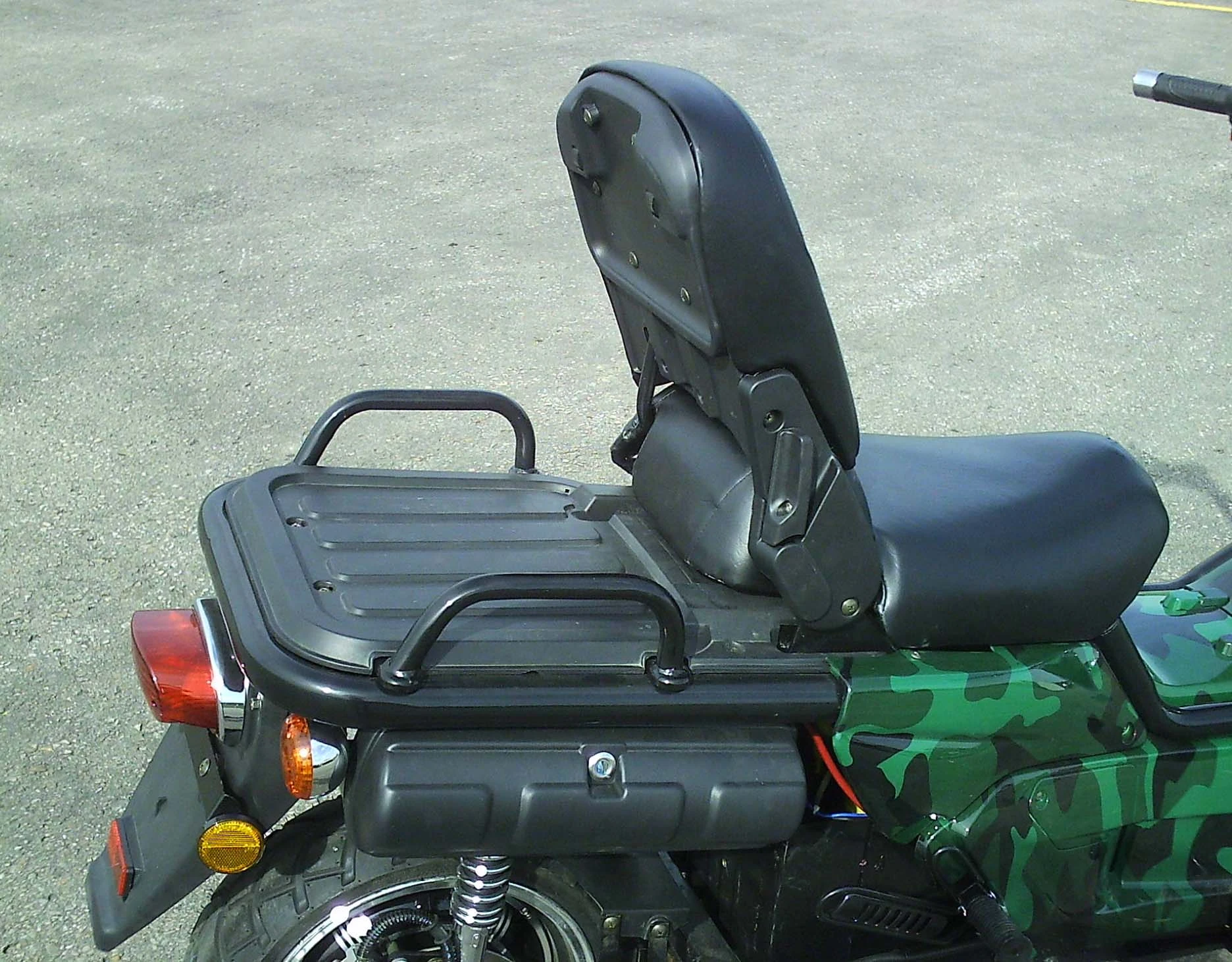 The cargo rack on the ZEV Trail and Utility electric scooter