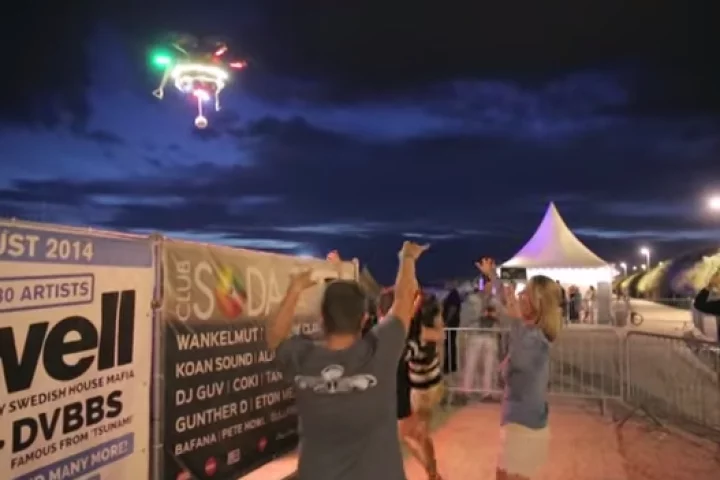 The Spotify PartyDrone accompanied festival attendees, blasting their favorite tracks as the entered the event