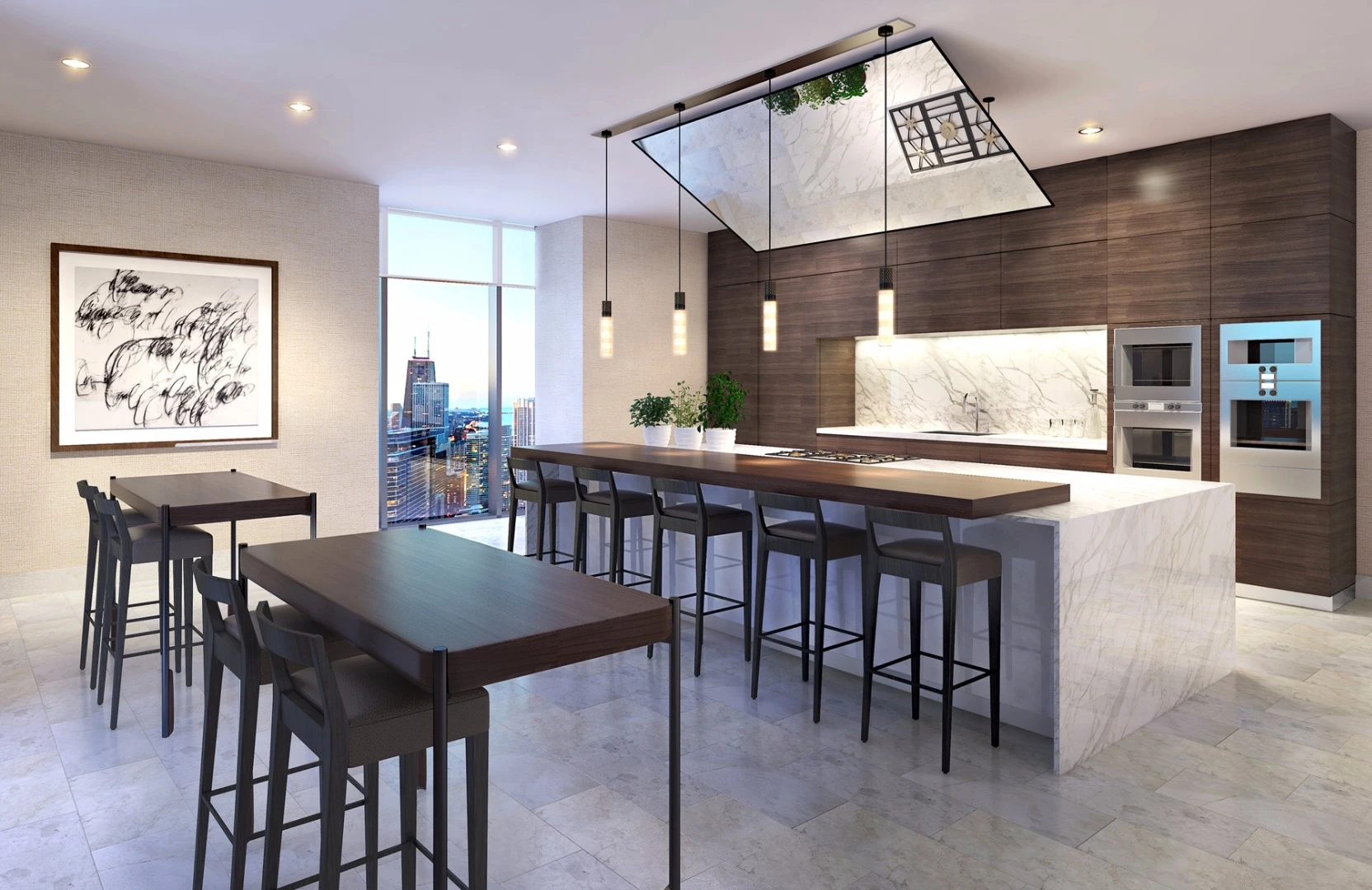 Residents at the Vista Tower have access to a demonstration kitchen