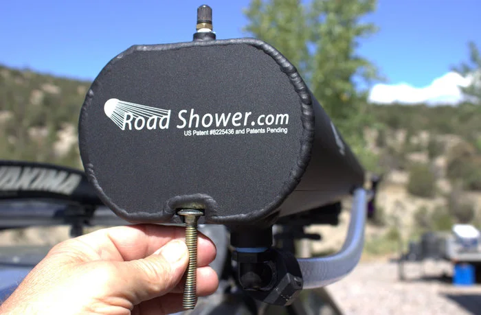 The Road Shower is said to mount on most rack systems