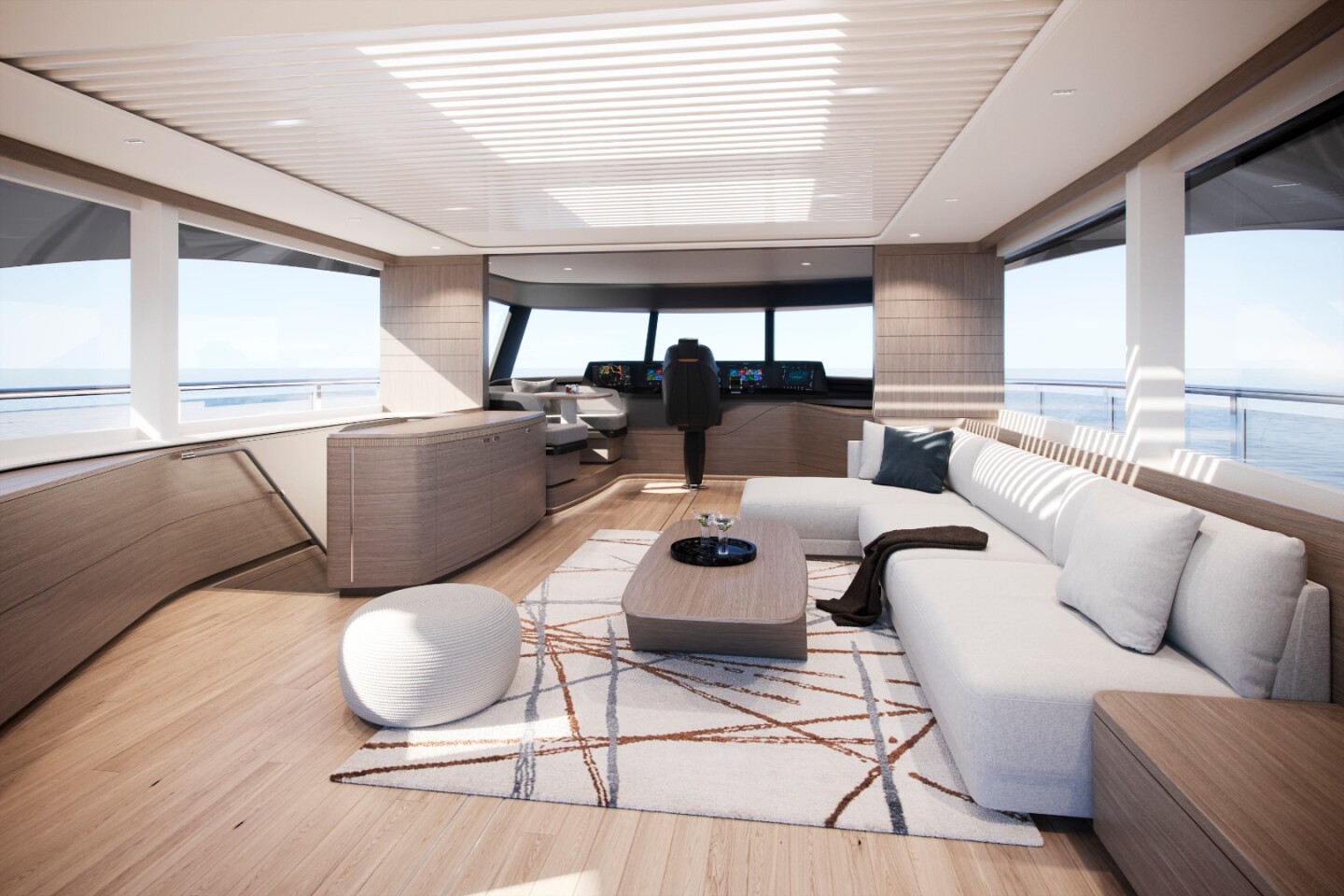 Princess Yachts’ bills the 30-meter (98-ft) X95 as a highly flexible boating experience