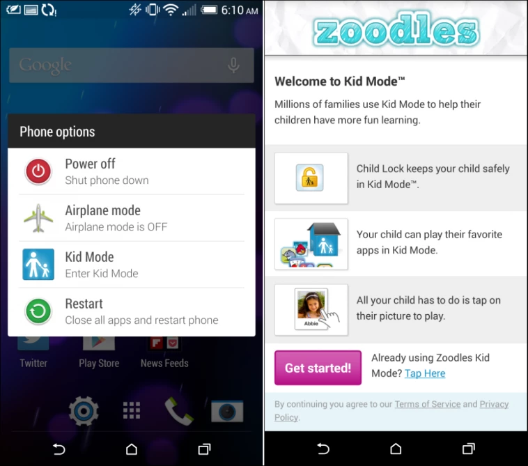 Kid mode protects your children and your data