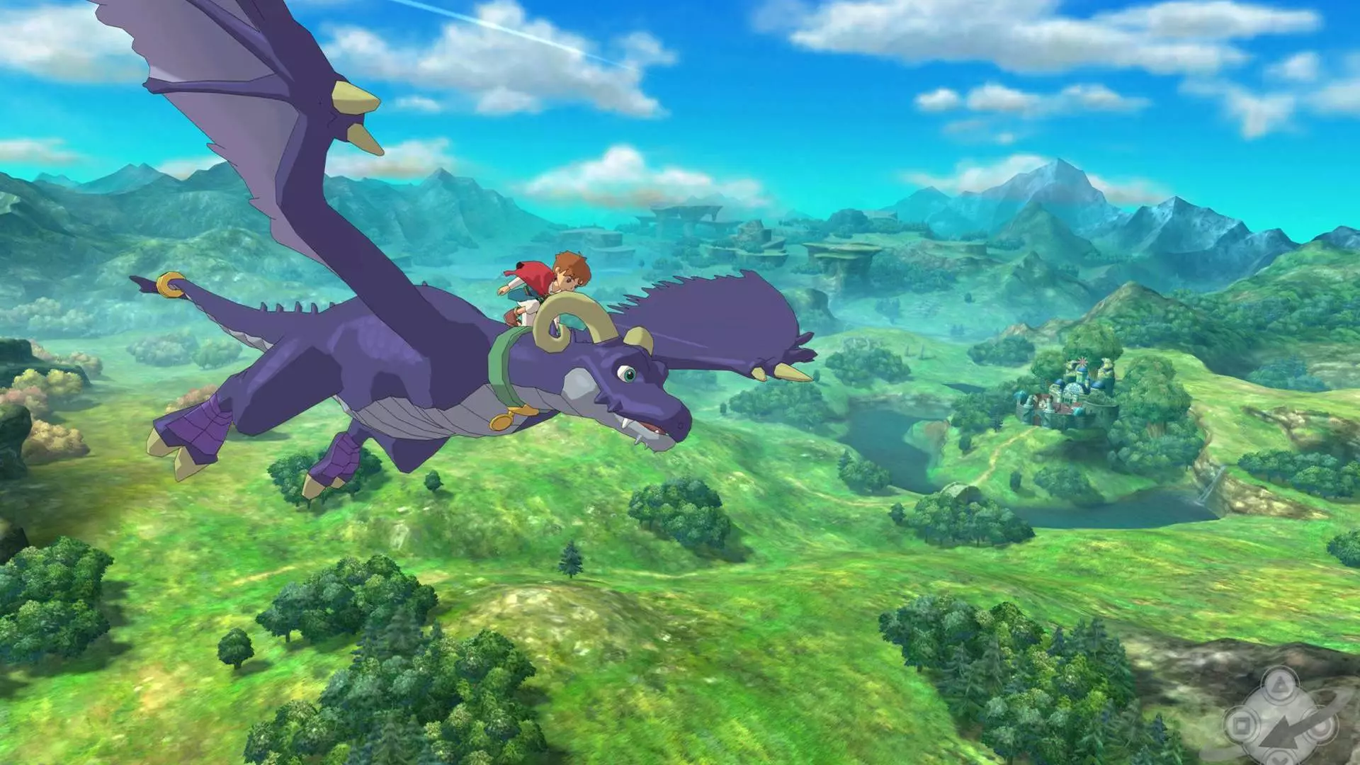 Oliver rides above it all on a dragon's back in Level-5's Ni no Kuni
