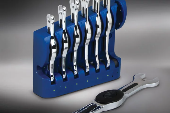 LEDs embedded in the heads of the wrenches to shed a little light on those hard to reach, dimly lit jobs