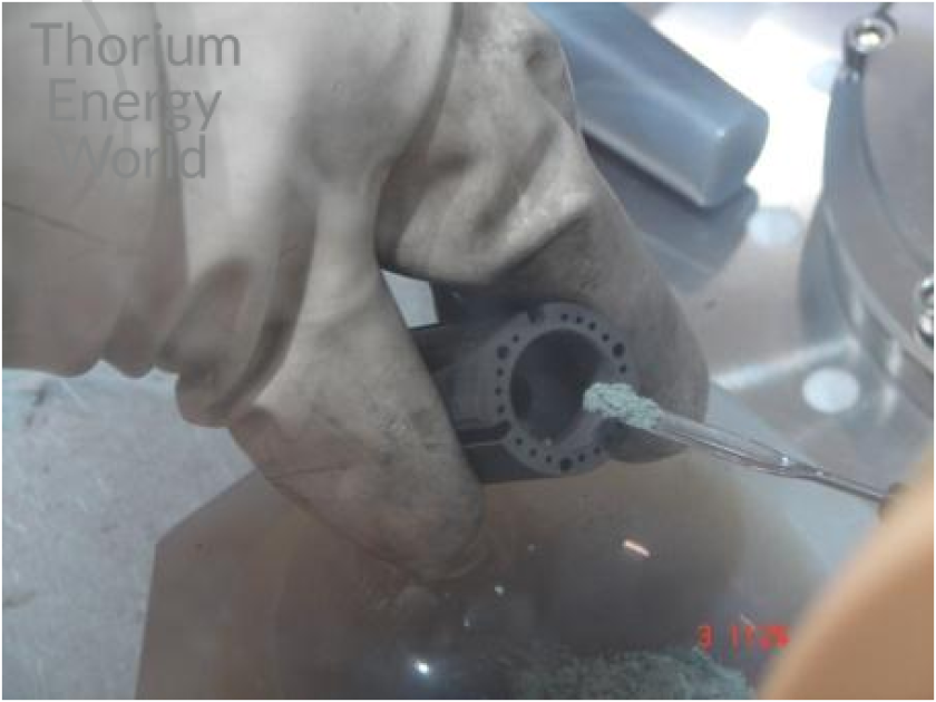Ultra pure thorium salt is carefully put inside the special designed crucible