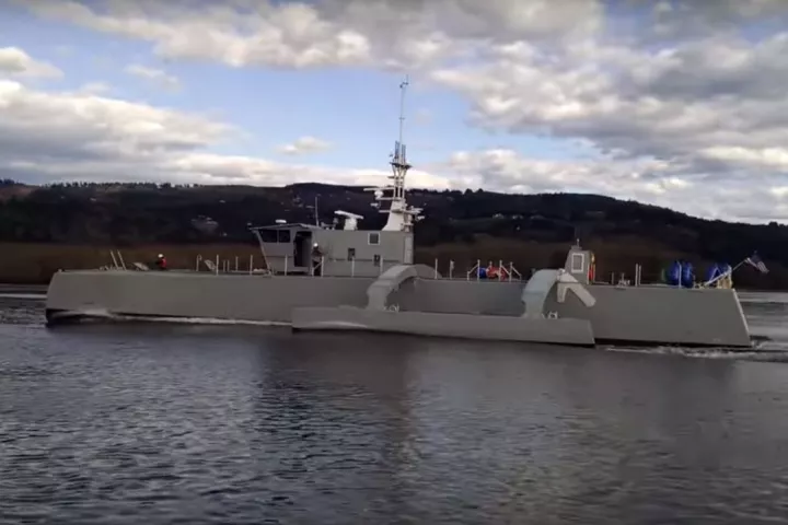 Sea Hunter undergoing speed trials in March
