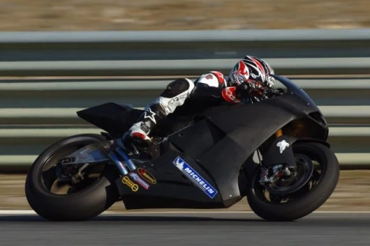 McCoy in one of his characteristic high speed slides on the Ilmor during testing